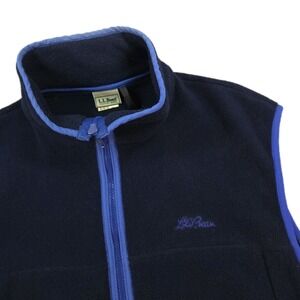 Vintage LL Bean Script Fleece Vest Mens Medium‎ USA Full Zip